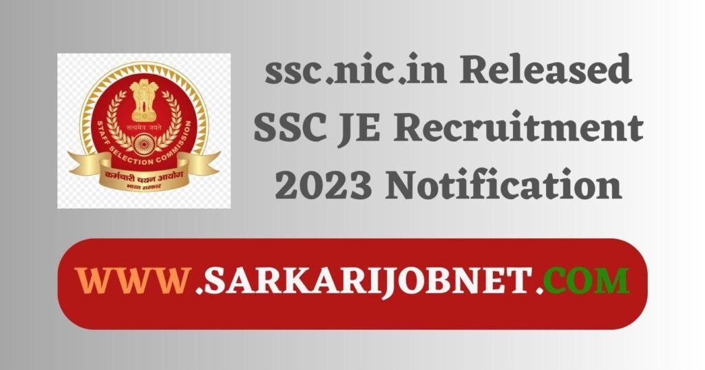 SSC JE Recruitment 2023 