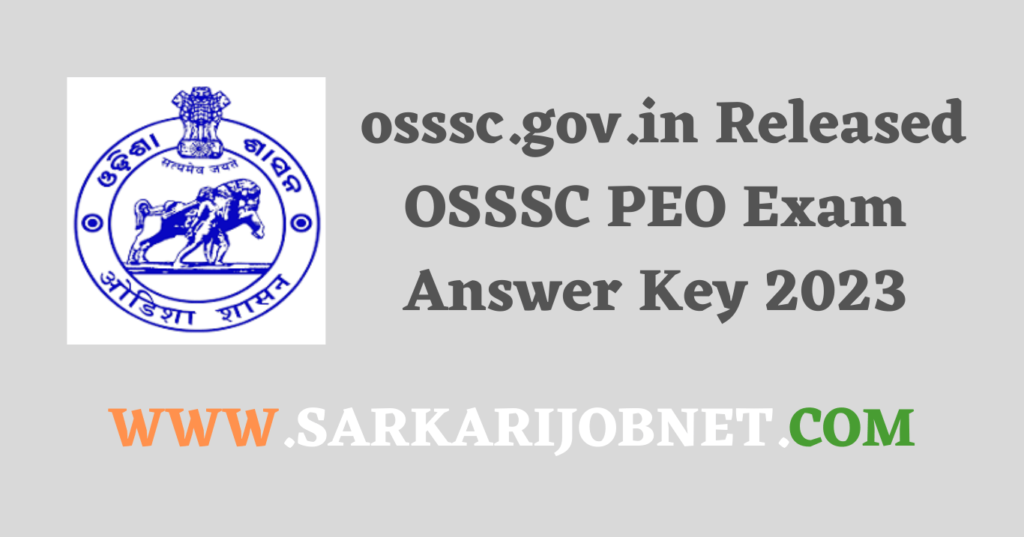 OSSSC PEO Exam Answer Key 2023