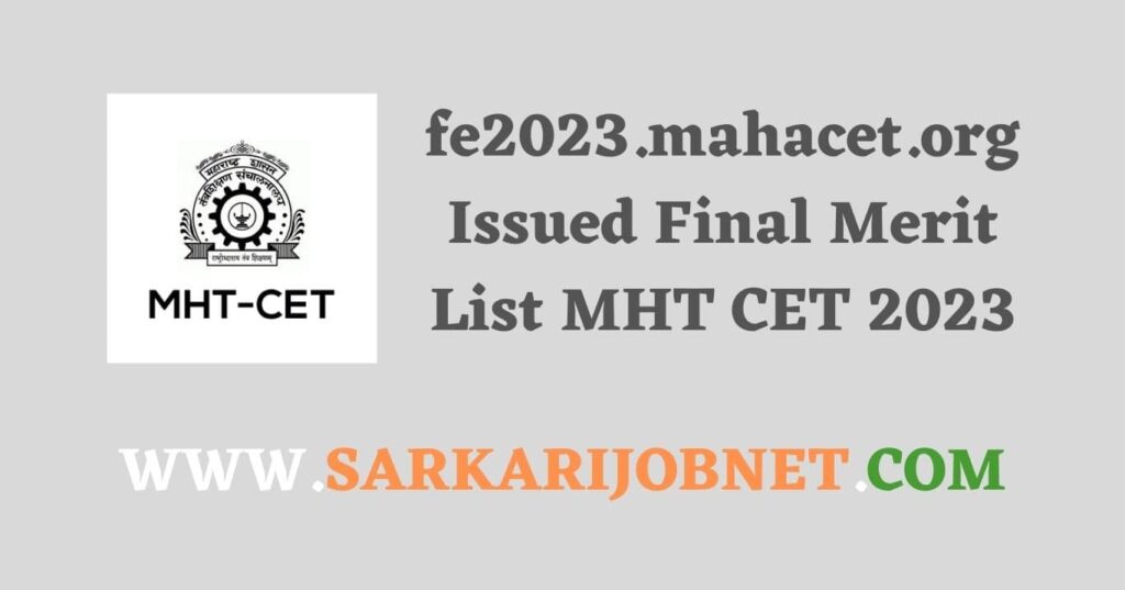 Final Merit MHT CET 2023
