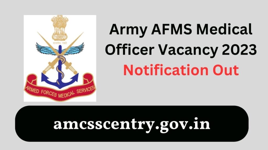 Army AFMS Medical Officer Vacancy 2023